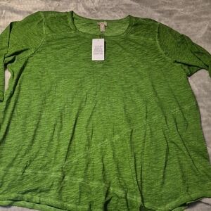 LOGO by Lori Goldstein Vibrant Green Long Sleeve Top